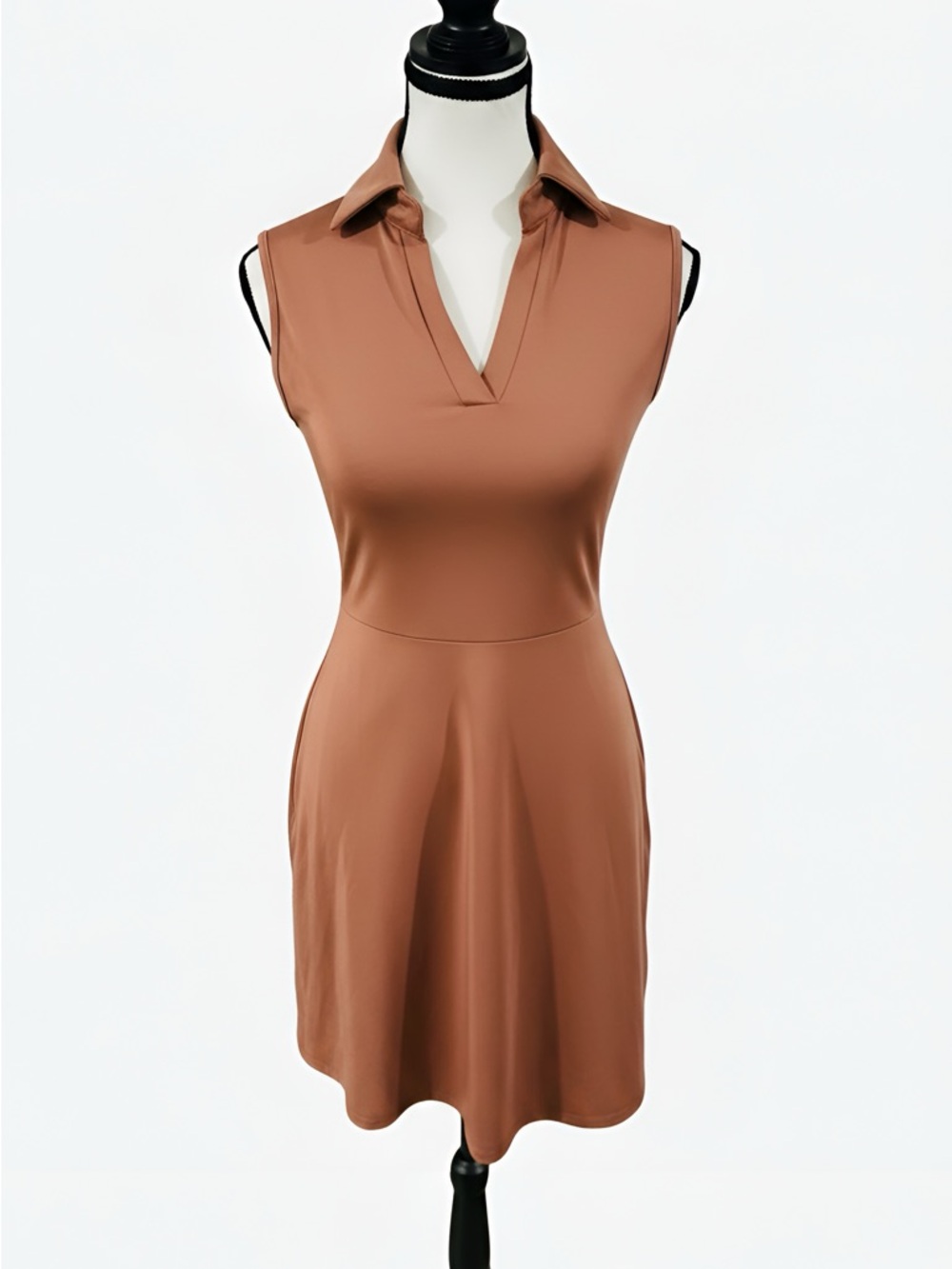 Sleeveless Polo Tennis Dress in Terracotta with Spandex Bottoms - Small, New